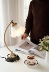 French retro flower glass table lamp