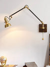 Medieval Wabi-sabi style brass retro glass bedroom bedside adjustable dining room living room decorative wall lamp