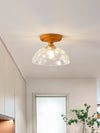 American retro solid wood glass corridor ceiling lamp