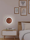 Walnut Round Bedroom Bedside Wall Lamp