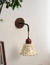 Vintage walnut carved wall lamp