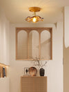 American retro solid wood glass corridor ceiling lamp