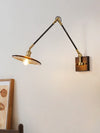 Medieval Wabi-sabi style brass retro glass bedroom bedside adjustable dining room living room decorative wall lamp