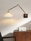 Medieval Wabi-sabi style brass retro glass bedroom bedside adjustable dining room living room decorative wall lamp