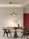 Walnut wood grain ceiling lamp with movable swing arm