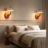 Yellow Travertine Solid Wood Bedroom Bedside Wall Lamp