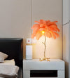 All copper ostrich feather table lamp