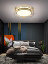 All copper round glass bedroom ceiling lamp