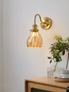 Medieval style bedroom bedside glass flower wall lamp