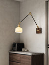 Medieval Wabi-sabi style brass retro glass bedroom bedside adjustable dining room living room decorative wall lamp