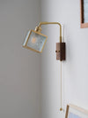 Vintage pull cord glass wall lamp
