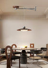 Walnut wood grain ceiling lamp with movable swing arm