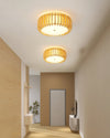 Japanese style solid wood round ceiling lamp