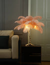 All copper ostrich feather table lamp