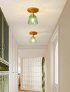 American retro solid wood glass corridor ceiling lamp