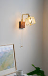 Vintage pull cord glass wall lamp