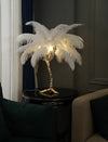 All copper ostrich feather table lamp