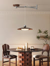 Walnut wood grain ceiling lamp with movable swing arm