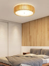 Japanese style solid wood round ceiling lamp