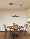 Walnut wood grain ceiling lamp with movable swing arm