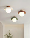 Creative round ball straw hat ceiling lamp