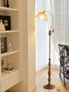 French vintage walnut floor lamp