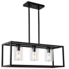 American retro rectangular iron glass restaurant chandelier