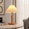 Vintage solid wood pleated table lamp