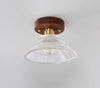 Medieval style walnut glass ceiling lamp