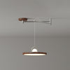 Walnut wood grain ceiling lamp with movable swing arm