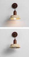 Vintage walnut carved wall lamp