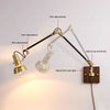Medieval Wabi-sabi style brass retro glass bedroom bedside adjustable dining room living room decorative wall lamp