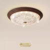 Retro walnut color round bedroom ceiling lamp