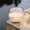 Round glass cloud stone bedside table lamp