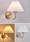 Pleated fabric bedroom bedside wall lamp