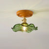 American retro solid wood glass corridor ceiling lamp