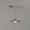 Walnut wood grain ceiling lamp with movable swing arm