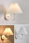 Pleated fabric bedroom bedside wall lamp