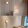 Solid wood glass ball wall lamp