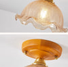 American retro solid wood glass corridor ceiling lamp