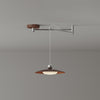 Walnut wood grain ceiling lamp with movable swing arm