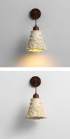 Vintage walnut carved wall lamp