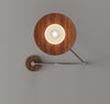 Walnut wood grain ceiling lamp with movable swing arm