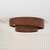 Japanese walnut color double-layer ceiling lamp