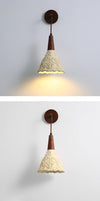 Vintage walnut carved wall lamp