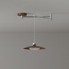 Walnut wood grain ceiling lamp with movable swing arm