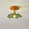 American retro solid wood glass corridor ceiling lamp