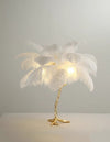 All copper ostrich feather table lamp