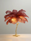 All copper ostrich feather table lamp