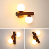 Solid wood double head bedroom wall lamp